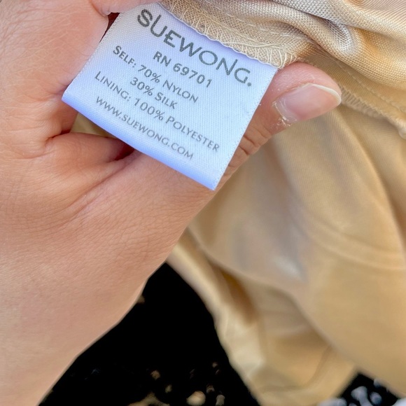 SUE WONG | VINTAGE BEADED LACE ILLUSION SLEEVELESS COCKTAIL DRESS SIZE 10 - Picture 4 of 7